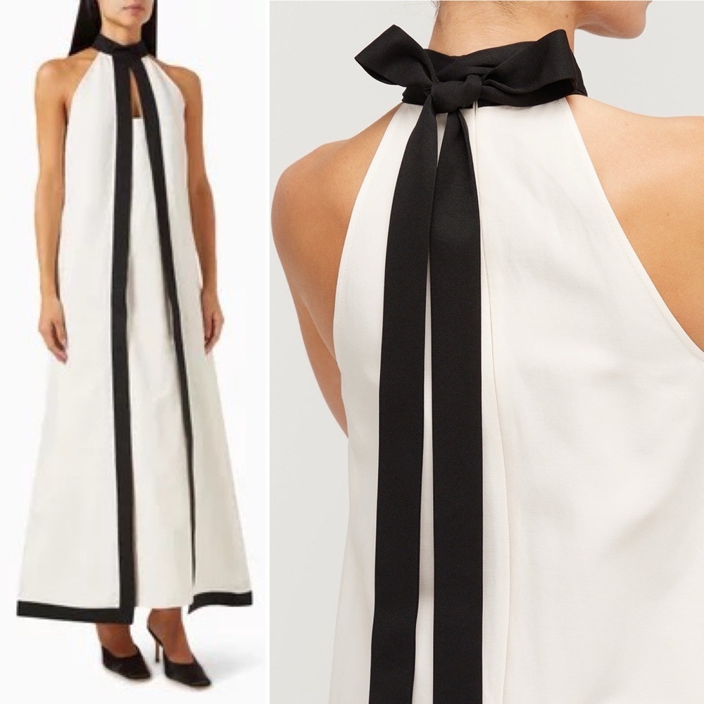 Staud Wright Halterneck Dress in Ecru and Black Size Small. Worn once. - Picture 9 of 15